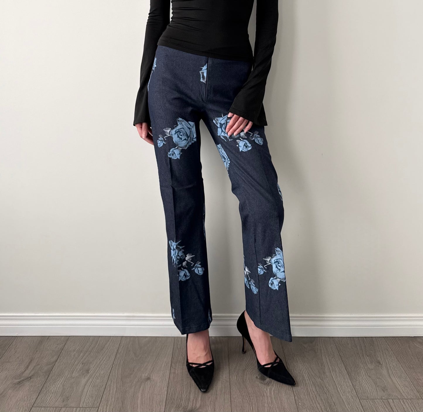 Hot Shot Made in Italy Navy Blue Floral Trousers