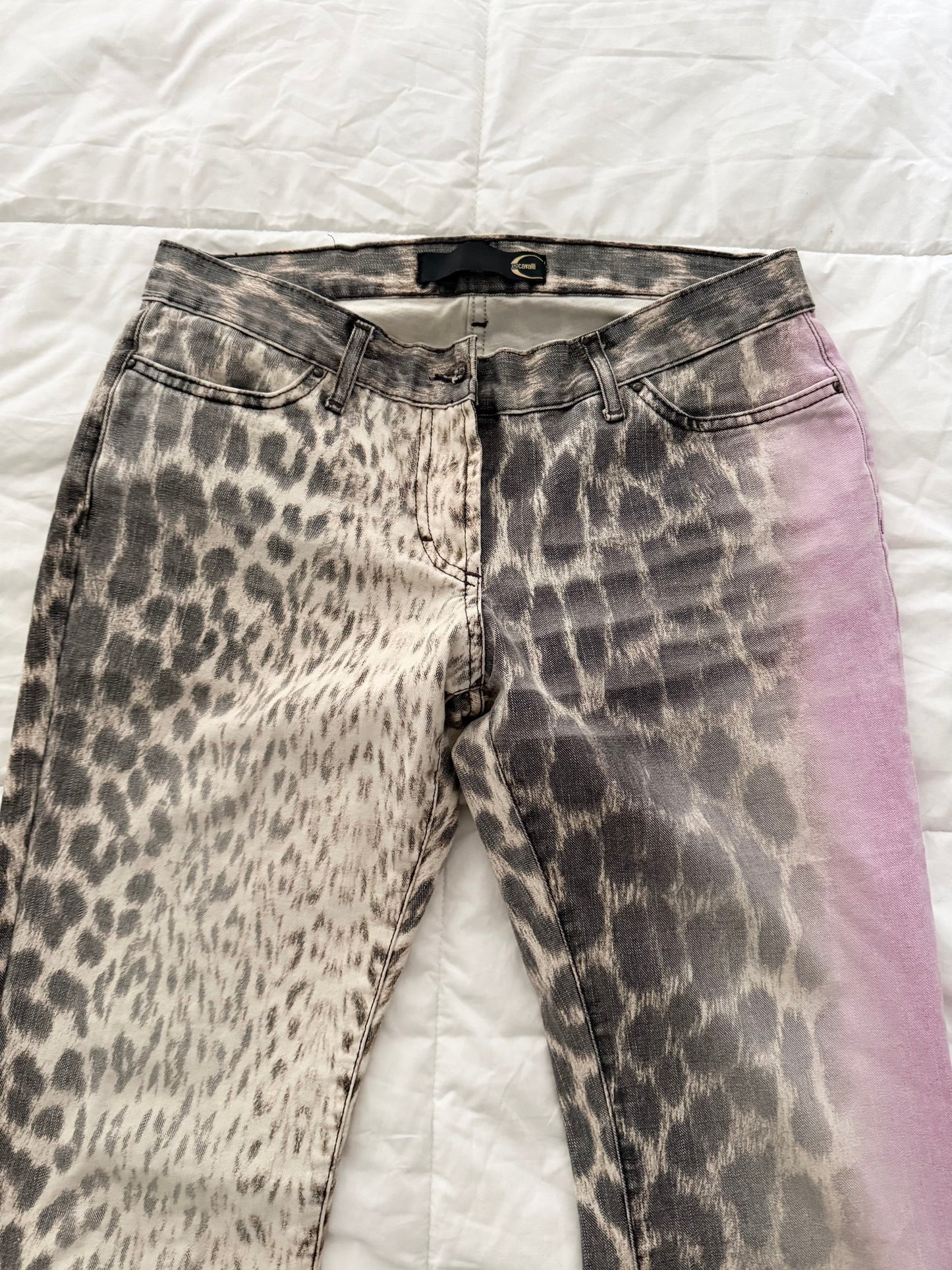 Roberto Cavalli animal print bootcut jeans