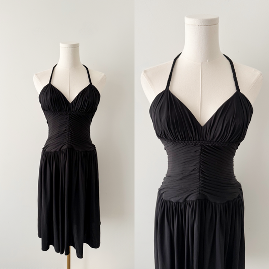 BCBG black low back midi dress