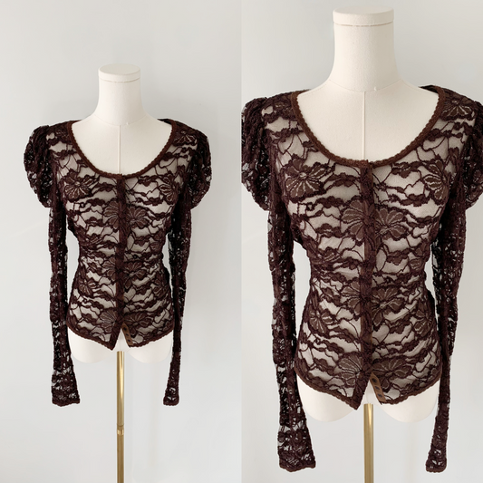 Made in France brown lace blouse